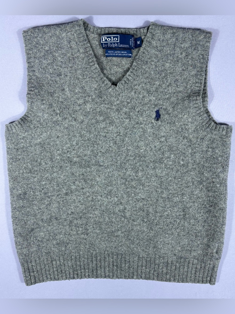 Polo Ralph Lauren Women’s M 100% Lambswool Sweater Vest Gray V Neck